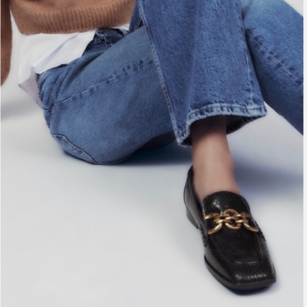 NWT ZARA SNAKESKIN PRINT LOAFERS - Picture 2 of 7